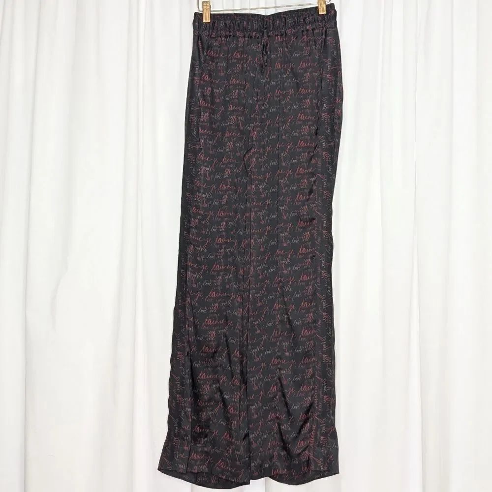 Tucker NYC Camilla Pant Love Letter in Stretch Georgette Silk Trouser Black